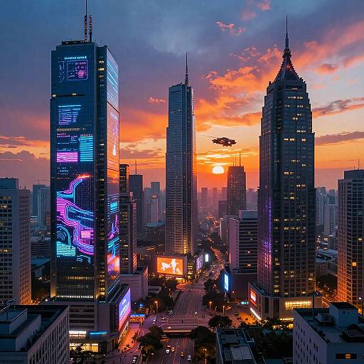 Futuristic Urban Development at Sunset