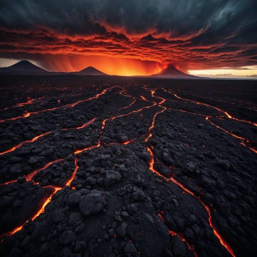 Dramatic Volcanic Landscape at Sunset