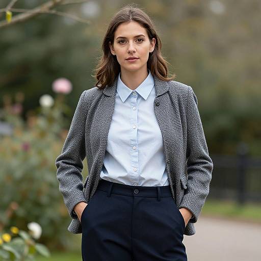Realistic British Style Woman Outdoors