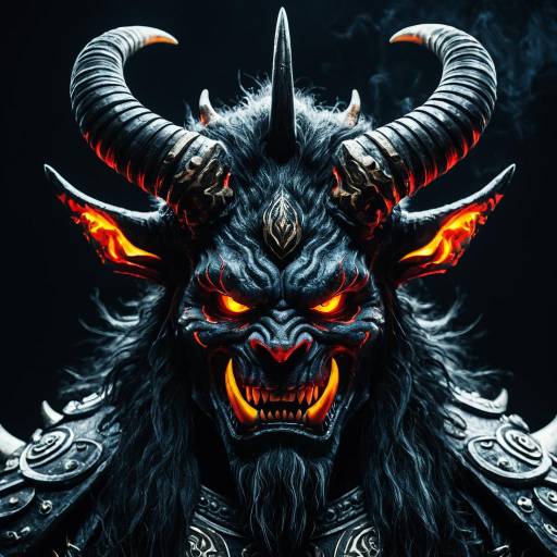 Oni with Fiery Horns Illustration