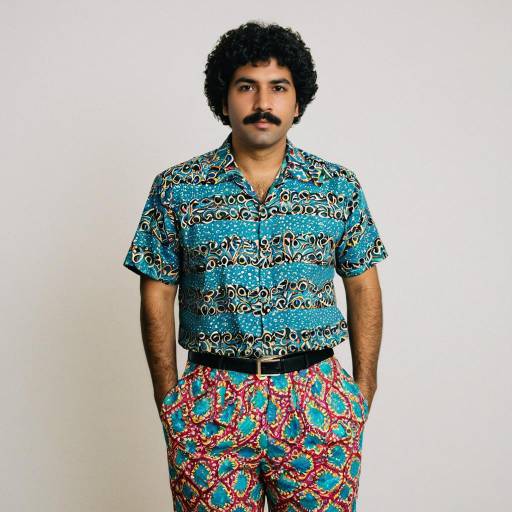 Man in Colorful Patterned Shirt and Pants