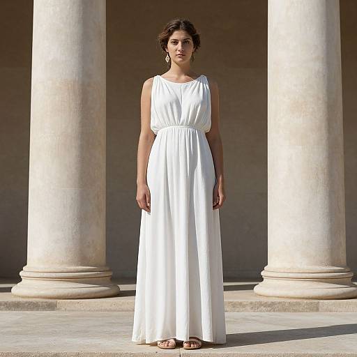 Ancient Greek Woman in White Dress