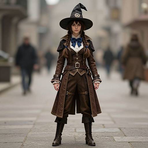 Steampunk Witch Doctor in Brown Coat