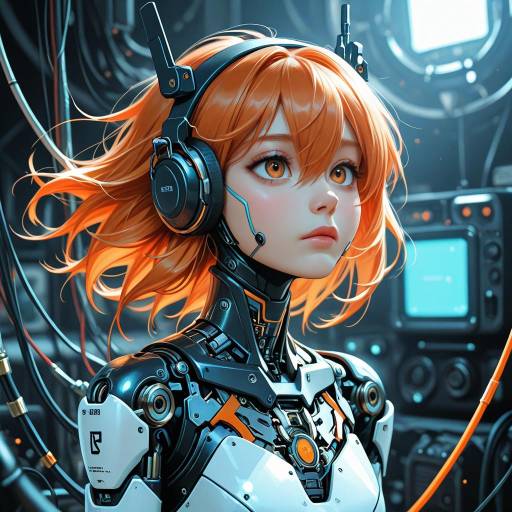 Futuristic Android Girl in Industrial Setting