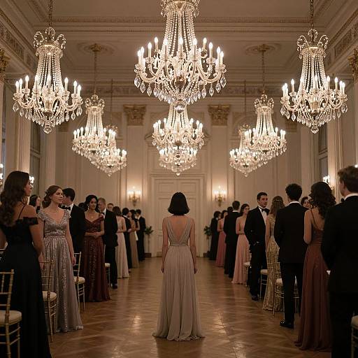Elegant Ballroom Scene with Poised Figure