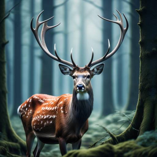 Mystical Forest with Graceful Deer Mystical Forest with Graceful Deer
