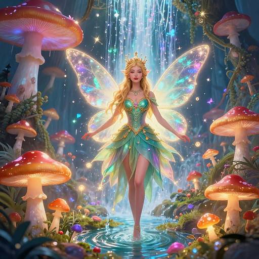 Vibrant Fairy Queen in Magical Forest