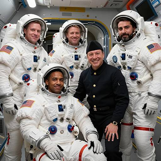 Men in Space Suits Amidst Control Panels