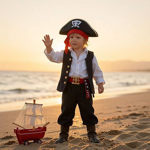 Little Pirate Boy on Sunset Beach