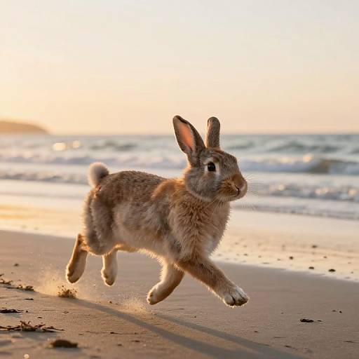 Bunny Dog Hybrid Running at Sunset
