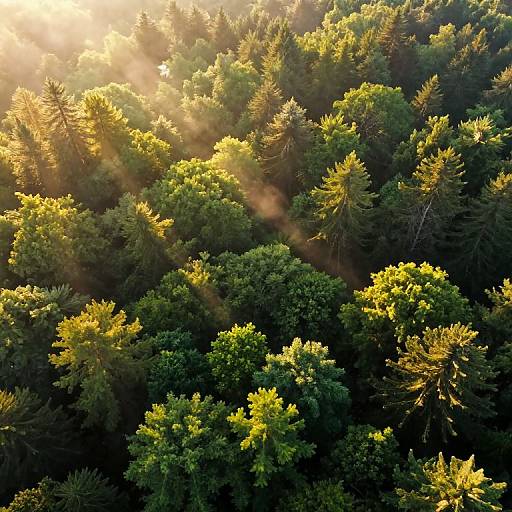 Aerial Mystical Forest Golden Hour