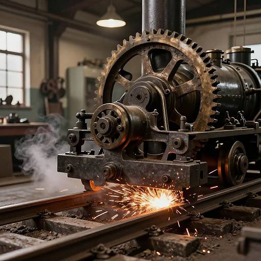 Vintage Steam-Powered Railway Broacher