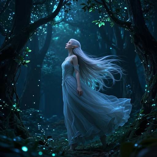 Majestic Silver-Haired Fantasy Elf