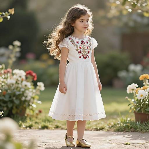 Elegant Young Girl in Sunlit Garden