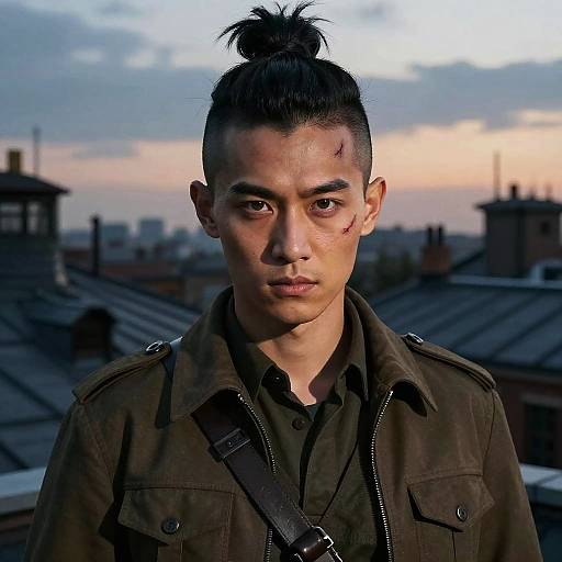 Twilight Mercenary on Victorian Rooftop