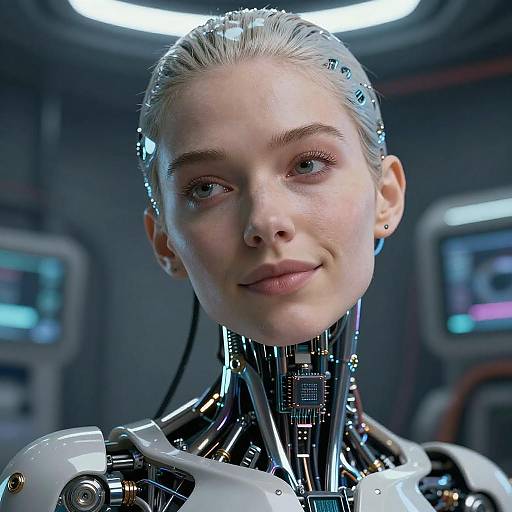 Photorealistic Female Android with Cybernetic Details