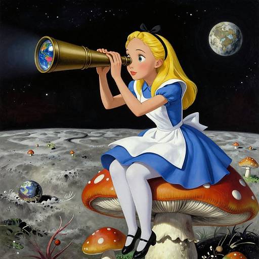 Surreal Alice on Lunar Mushroom