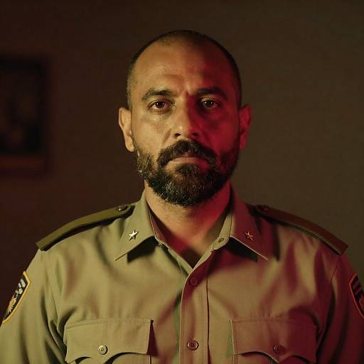 Saturated Red-Yellow Police Officer Portrait