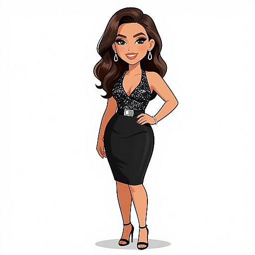 Glamorous Smiling Woman in Sequined Outfit