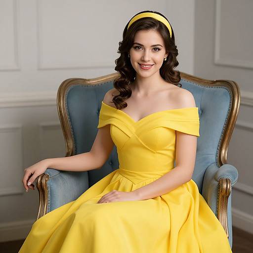 Elegant Woman in Yellow Gown