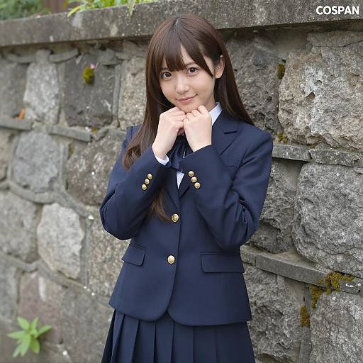 Asian Woman in Blue School Uniform