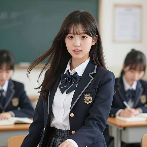 Photorealistic Korean Schoolgirl Portrait