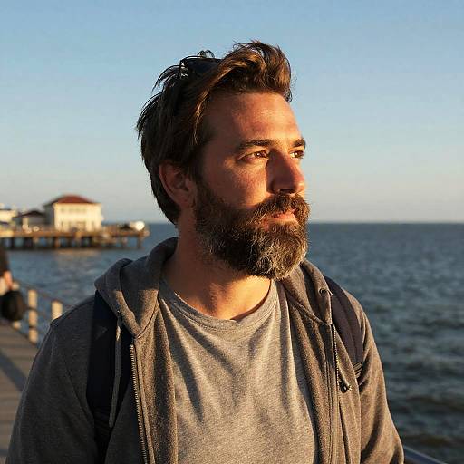 Candid Seaside Portrait at Golden Hour