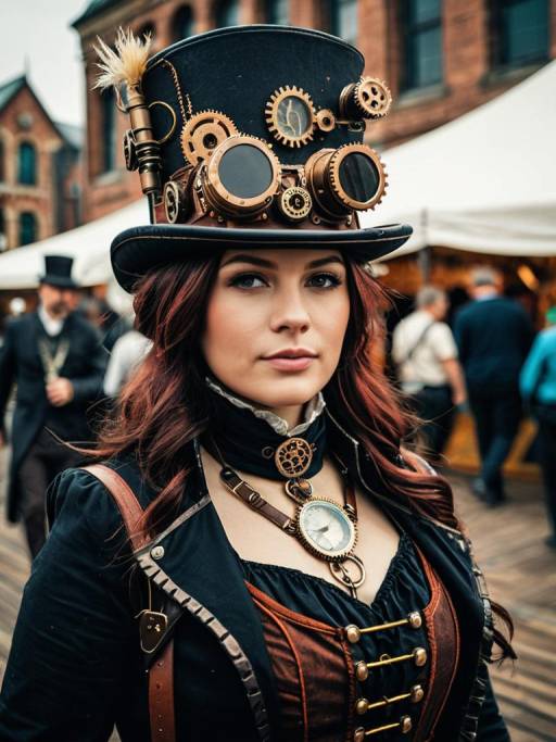 Photorealistic Steampunk Lady Costume Portrait