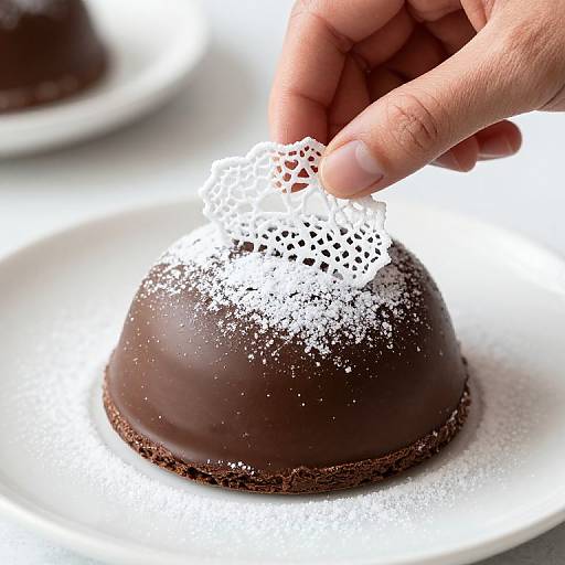 Lace Pattern on Chocolate Dessert