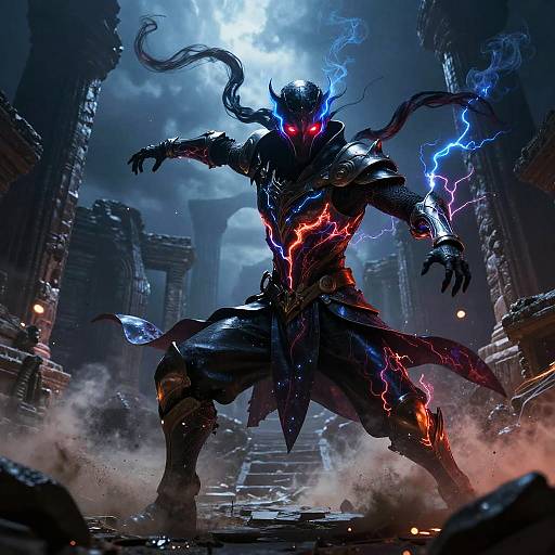 Enigmatic Shadow Dancer in Ruins