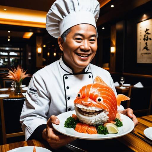 Gourmet Sashimi Chef Sculpture Art