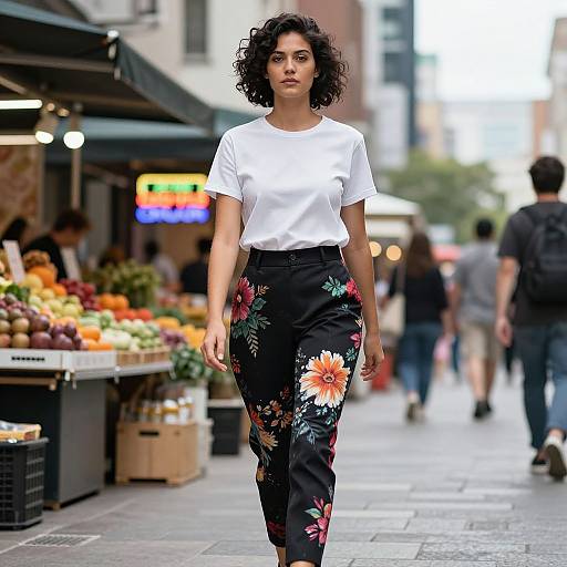 Urban Market Fashion with Floral Pants
