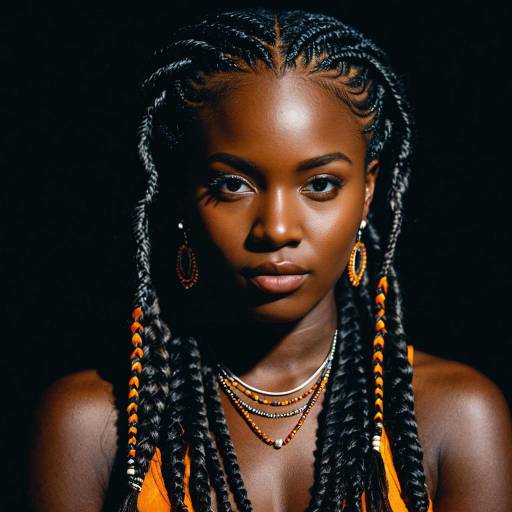 Realistic Portrait of Dark-Skinned Girl