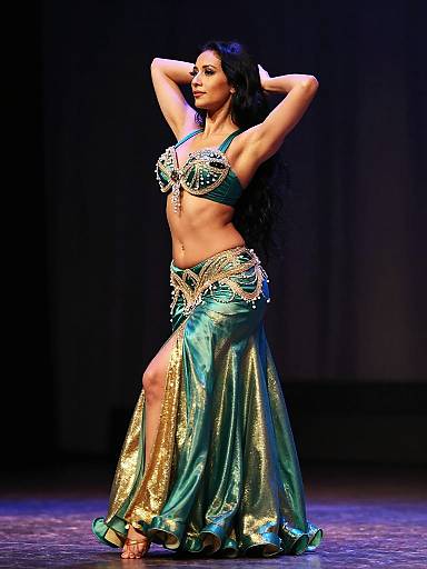 Emerald and Gold Belly Dance Portrait