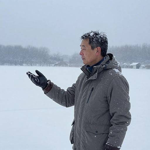 Winter Serenity: Man in Snowy Landscape