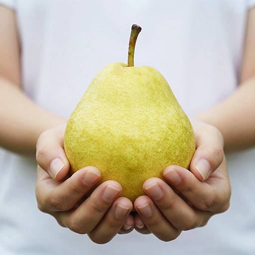 Close-Up of Hands Holding Pear
