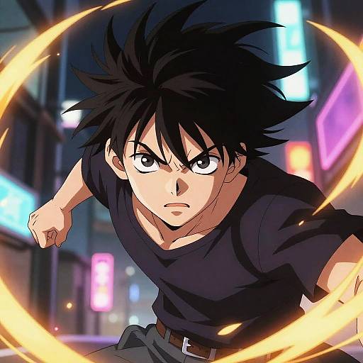 Anime Character with Vibrant Energy Action