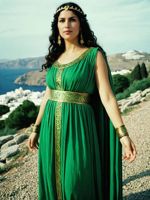 Woman in Green Greek Goddess Costume