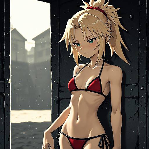 Illustration of Mordred (swimsuit rider) (fate), fate (series) in the style of Setz