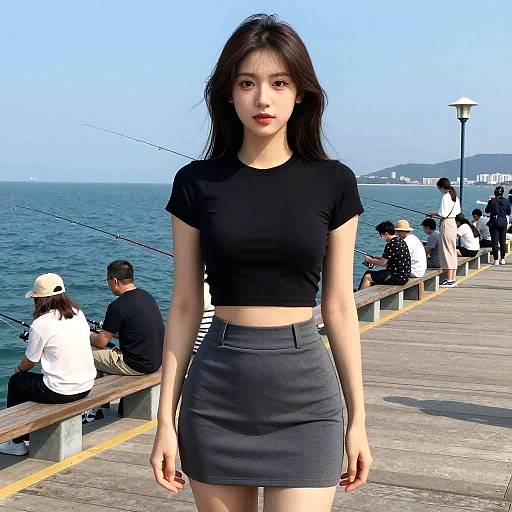 Manga Style Woman at Fishing Pier