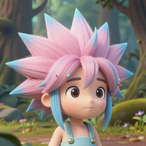 Anime Girl with Pastel Spiky Hair