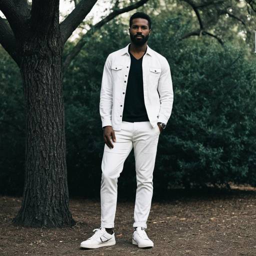 Dark-skinned Man in White Casual Outfit Outdoors