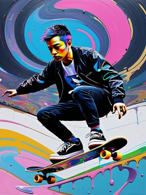 Cyberpunk Skateboarder in the Void