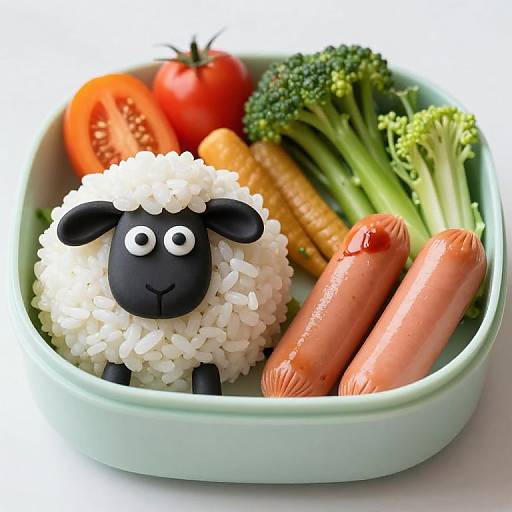 Whimsical Sheep Bento Lunch Art