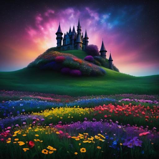 Enchanting Fairy Castle in Flower Meadow