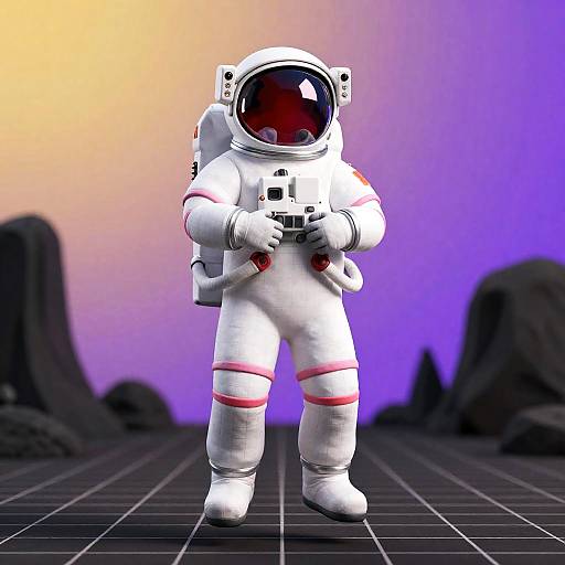 Astronaut in Vibrant Celestial Environment