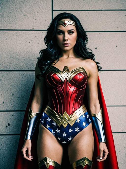 Powerful Superheroine in Wonder Woman Costume