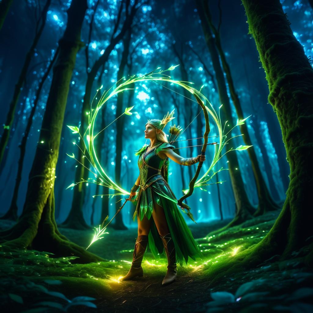 Mystical Elf Archer in Enchanted Forest