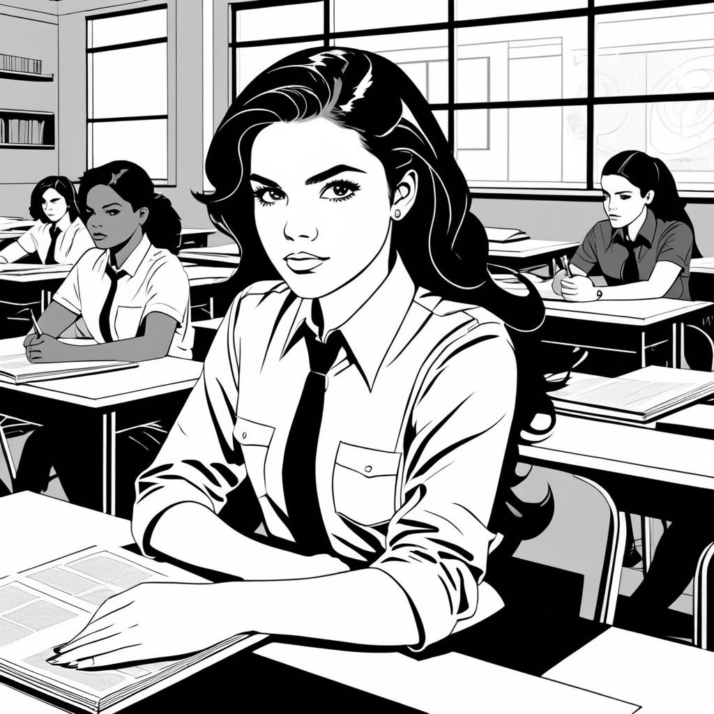 Teenage Girl in Modern Classroom Art