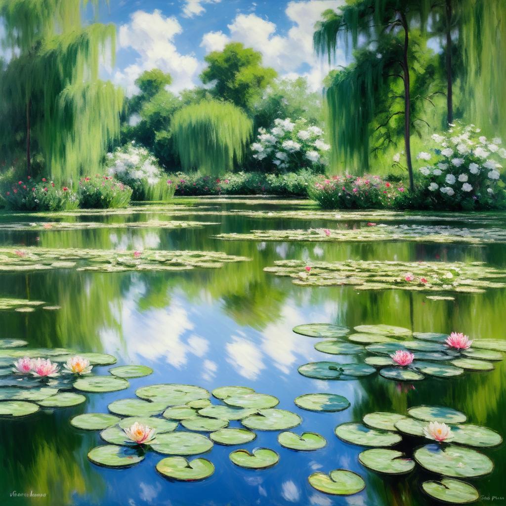 Monet's Serene Pond with Water Lilies